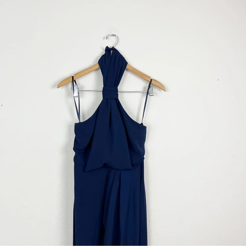 Shona Joy Core Knot Draped Dress in Navy Size 4 - Picture 3 of 8
